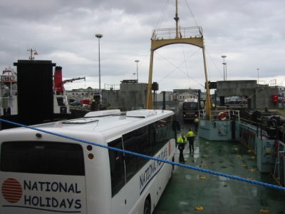bus entering the ferry in Mallaig